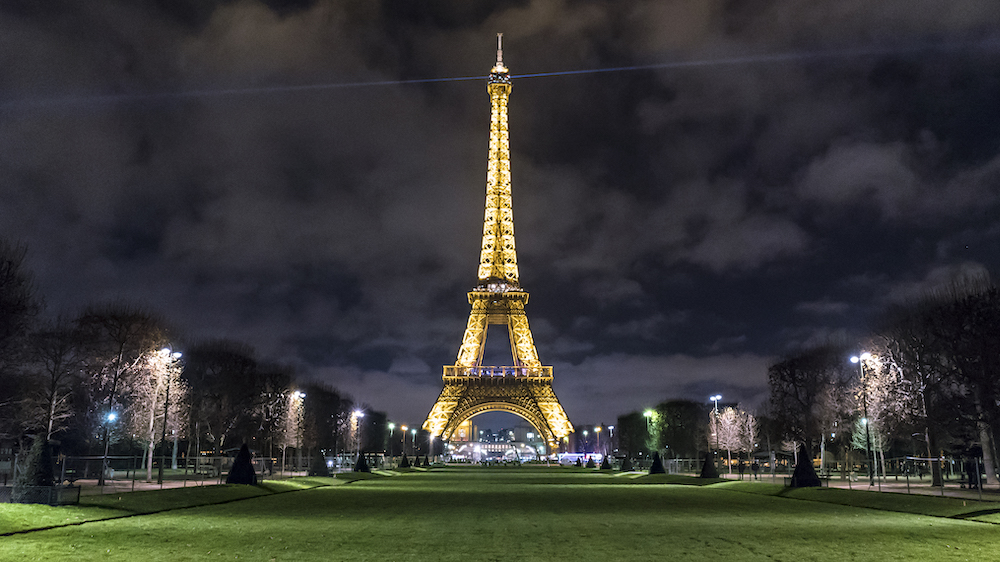 The Eiffel Tower at night.  Cool huh?